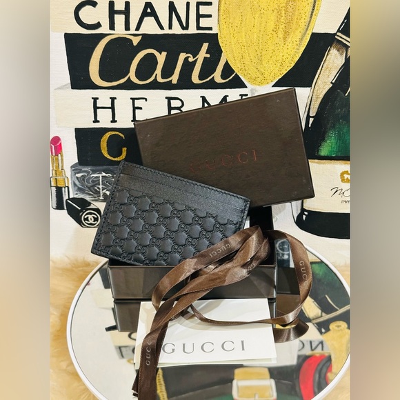 ๐GUCCI GG Micro Card Case w/Box & Ribbon Like New - Picture 6 of 10